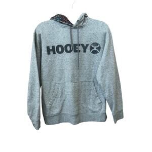 Hooey Hoodie Mens Size Large Gray Logo Pattern Lining Pullover Streetwear